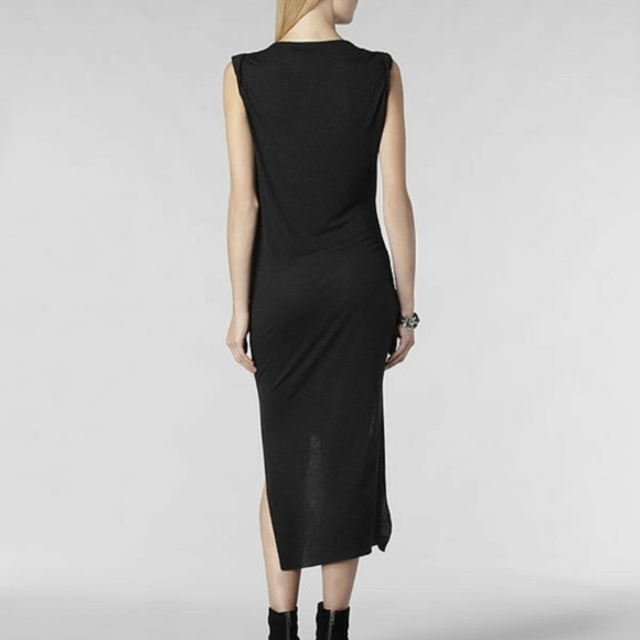 Allsaints Riviera Jersey Gathered Asymmetrical Dress Angora Viscose Sz 6 - Picture 15 of 16